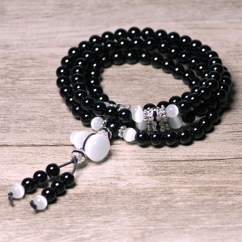 6mm Black Onyx and Clear Quartz Meditation Bracelet - Image 2