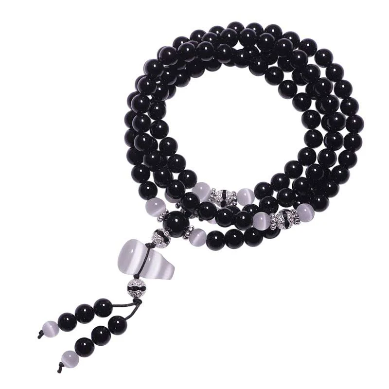 6mm Black Onyx and Clear Quartz Meditation Bracelet - Image 8