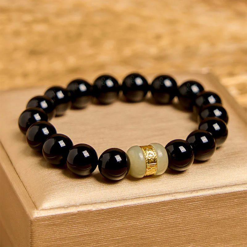 Black Onyx & Jade 10mm Support Bracelet for Protection - Image 3
