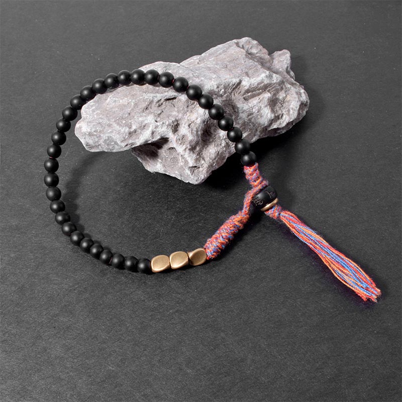 6.7-7in Black Onyx Tassel Bracelet | Protection & Strength - Image 5