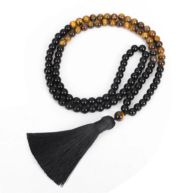 Black Onyx & Tiger Eye Protection Gemstone Mala Set - Image 7