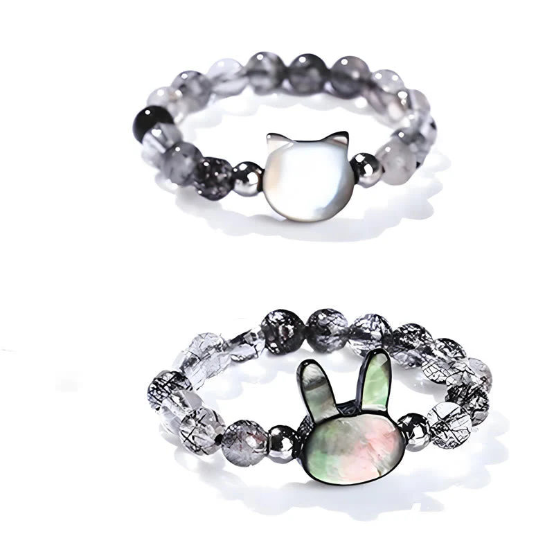 Adjustable 3mm Black Rutilated Quartz Rabbit Ring - Image 13