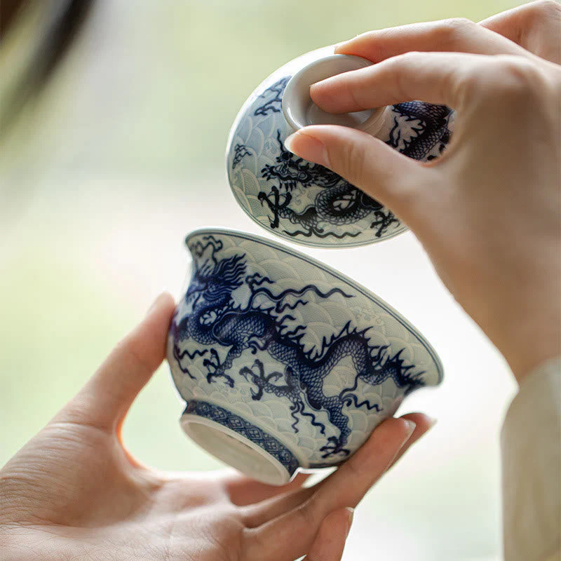 Blue Dragon Ceramic Teacup 80ml | Chinese Tea Cup - Image 12