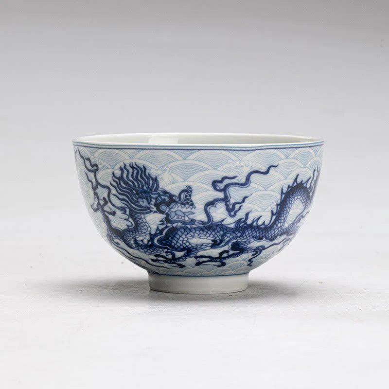 Blue Dragon Ceramic Teacup 80ml | Chinese Tea Cup - Image 4