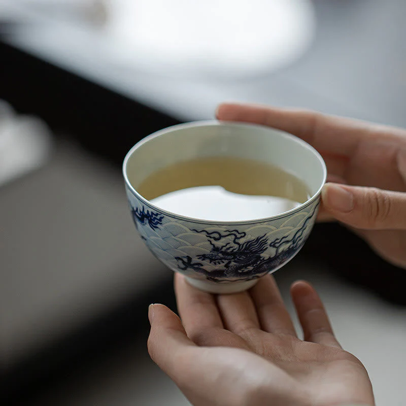 Blue Dragon Ceramic Teacup 80ml | Chinese Tea Cup - Image 5