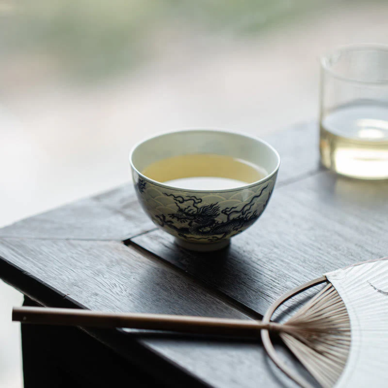 Blue Dragon Ceramic Teacup 80ml | Chinese Tea Cup - Image 7