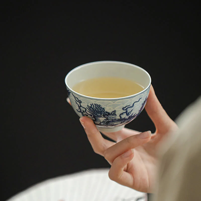 Blue Dragon Ceramic Teacup 80ml | Chinese Tea Cup - Image 9