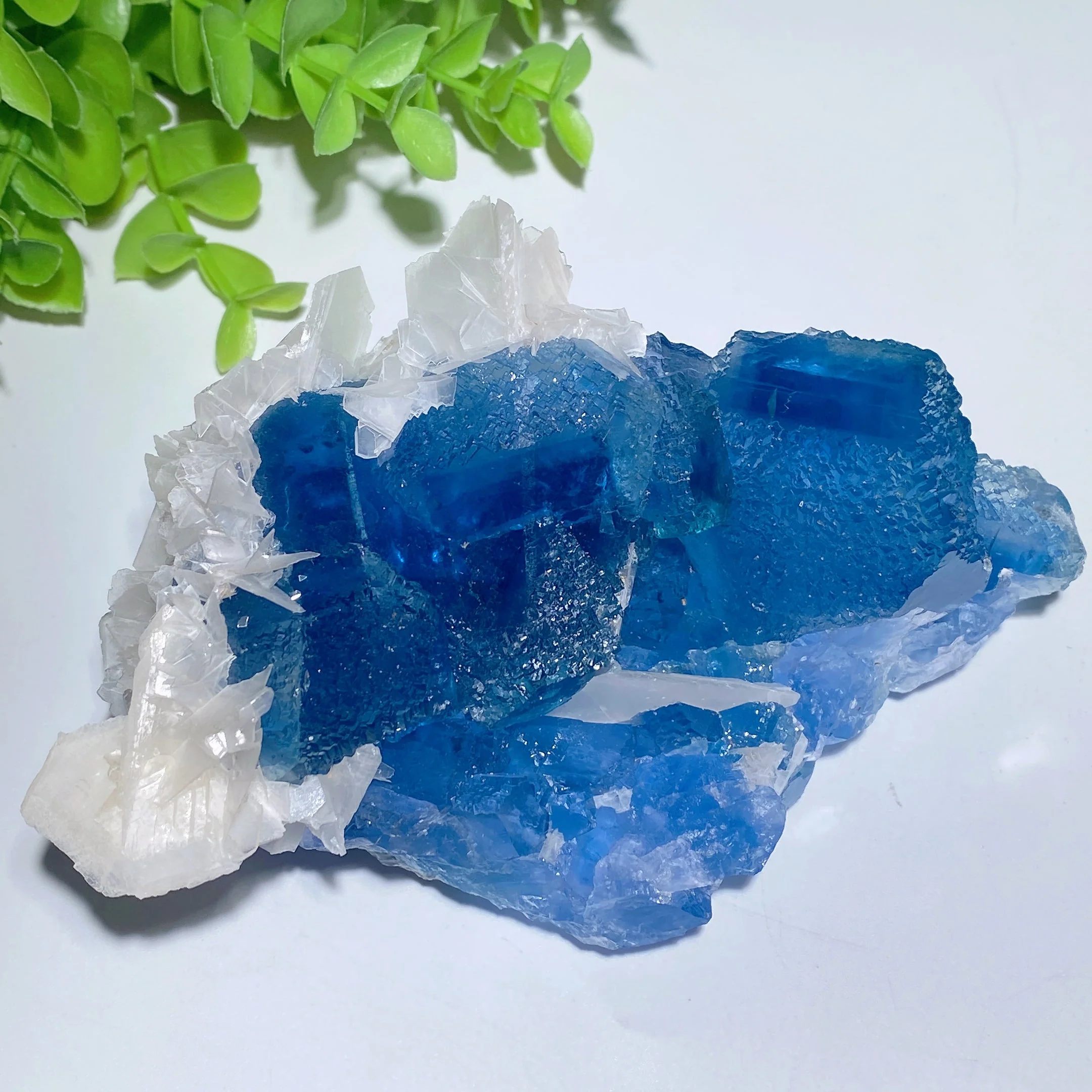 Blue Fluorite & Calcite Crystal Specimens 3.2-5.2in Healing Display - Image 2