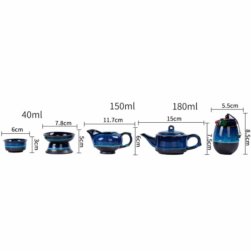 Blue Gradient Ceramic Gongfu Teapot Set for Zen Decor - Image 26