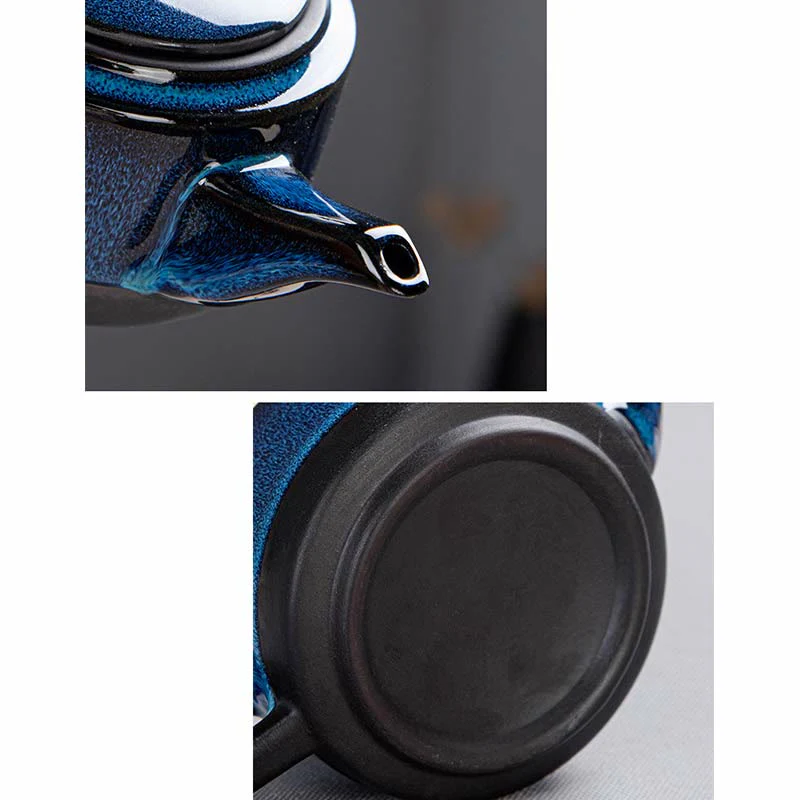 Blue Gradient Ceramic Gongfu Teapot Set for Zen Decor - Image 7