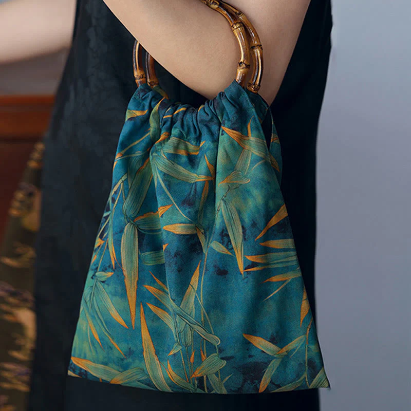 Blue Green Bamboo Leaves Spiritual Accessories Bag - Image 3