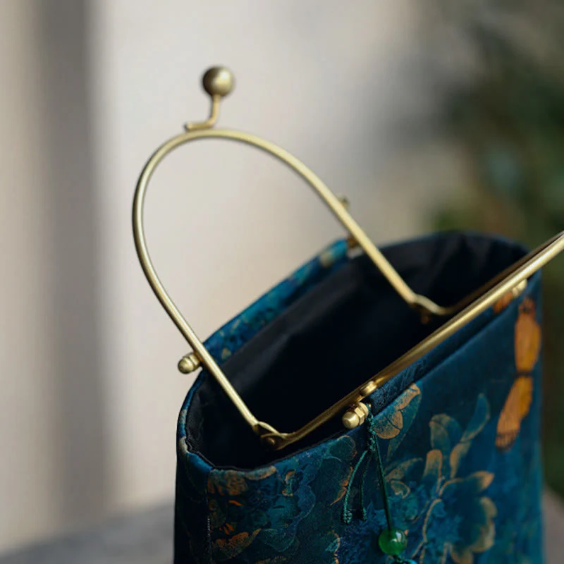 Blue Leaves Butterfly Spiritual Jewelry Bag 19cm | Healing Sounds - Image 3
