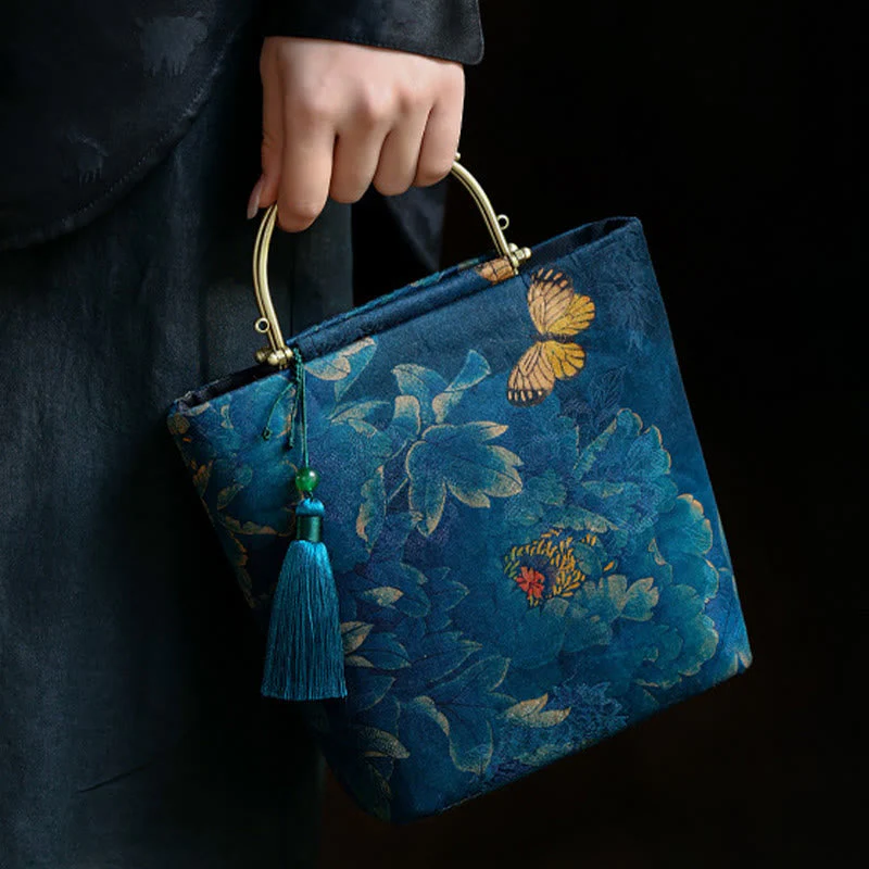 Blue Leaves Butterfly Spiritual Jewelry Bag 19cm | Healing Sounds - Image 6