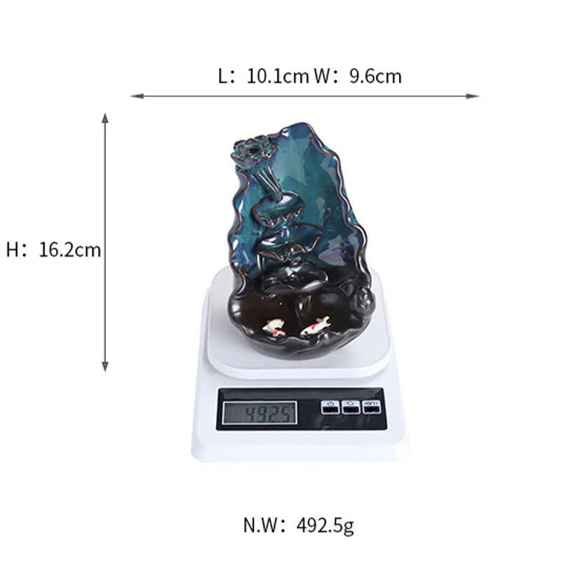 Blue Lotus Leaf Ceramic Backflow Incense Burner 10.1cm - Image 10