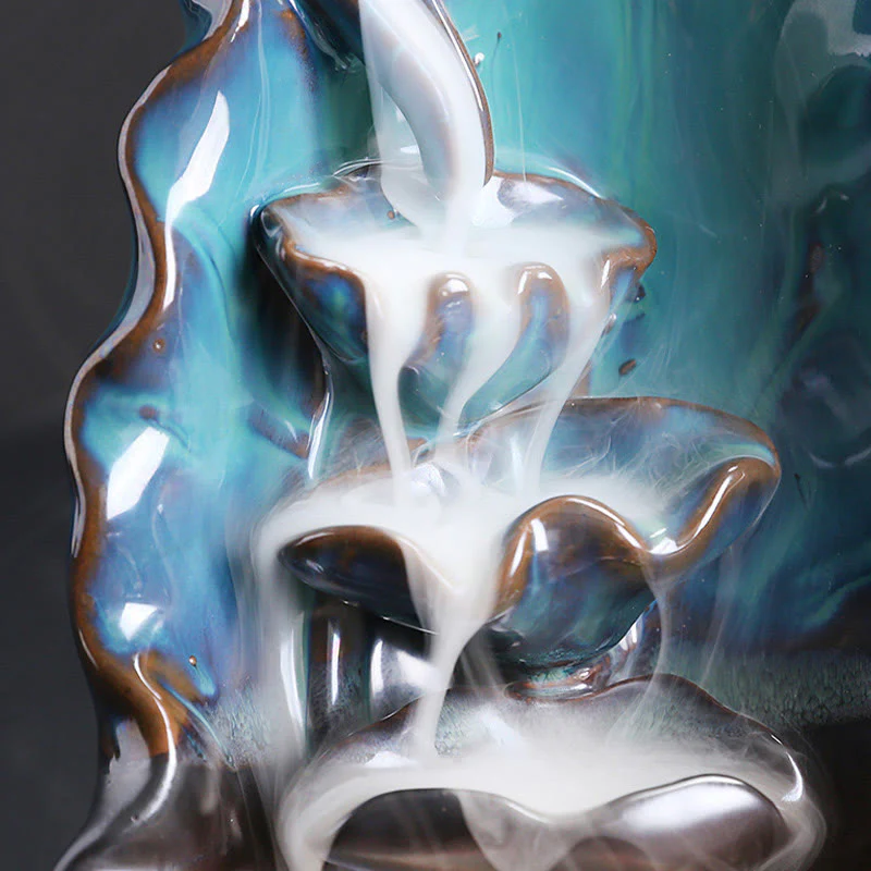 Blue Lotus Leaf Ceramic Backflow Incense Burner 10.1cm - Image 8
