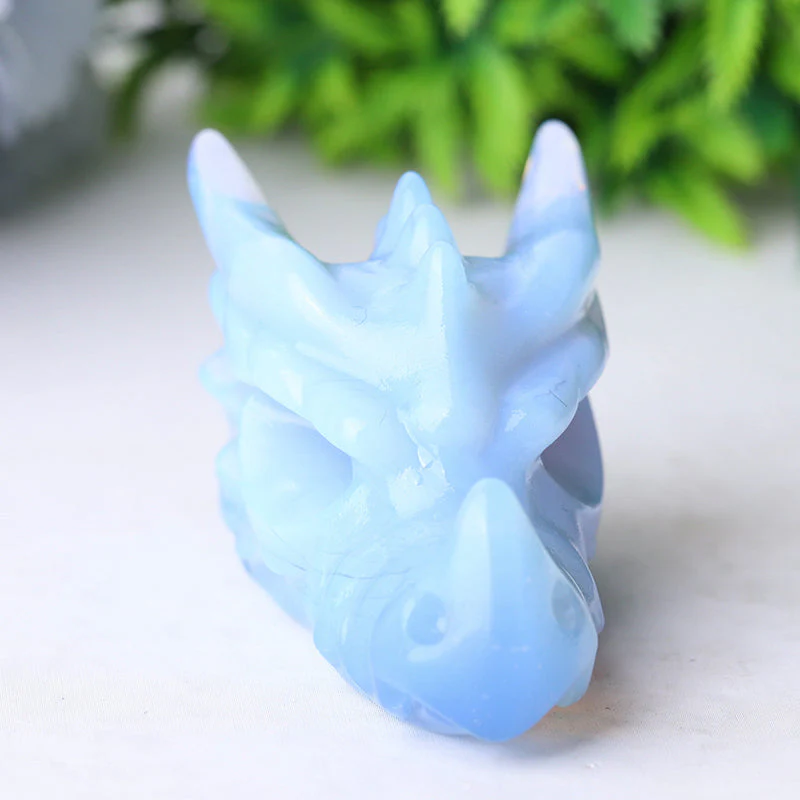 2.7 inch Blue Opalite Crystal Dragon Head Carving - Image 2