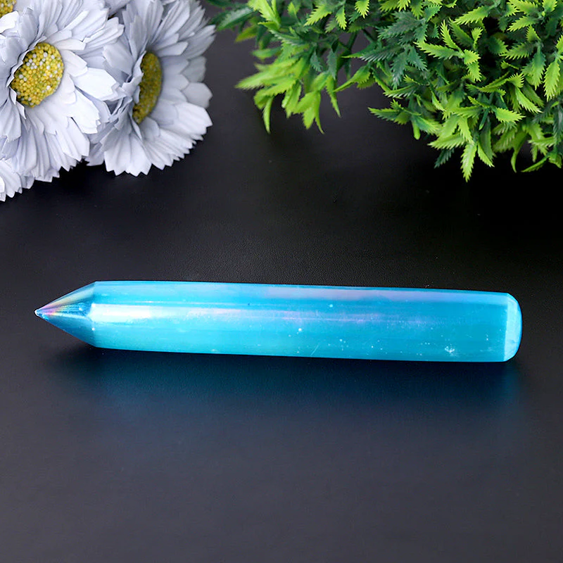 6 Inch Blue Selenite Crystal Wand for Meditation - Image 2