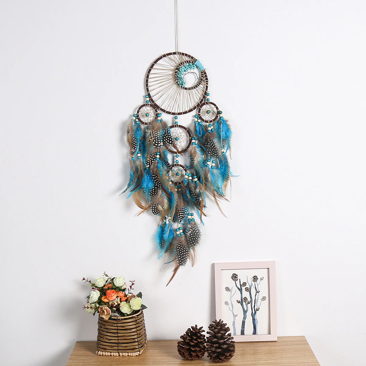 58.5cm Blue Turquoise Crystal Dreamcatcher Decoration - Image 3