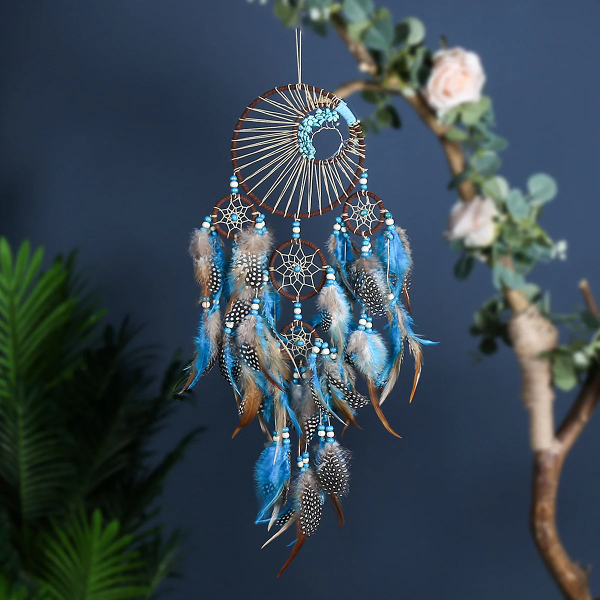 58.5cm Blue Turquoise Crystal Dreamcatcher Decoration - Image 4