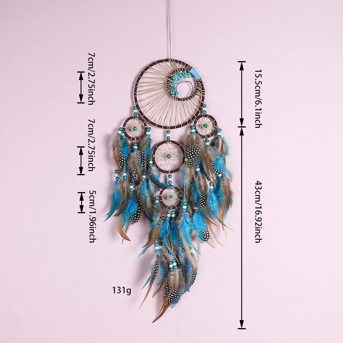 58.5cm Blue Turquoise Crystal Dreamcatcher Decoration - Image 5