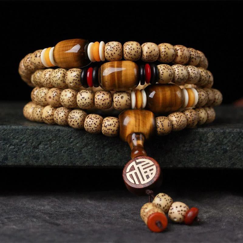 108 Beads Bodhi Seed Tiger Eye Bracelet for Spiritual Peace - Image 2