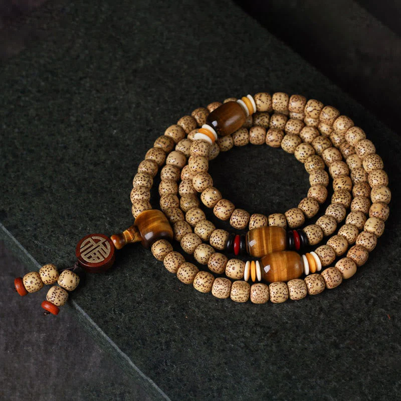 108 Beads Bodhi Seed Tiger Eye Bracelet for Spiritual Peace - Image 4
