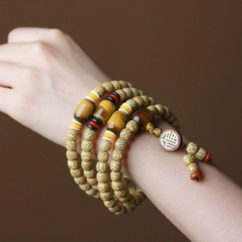 108 Beads Bodhi Seed Tiger Eye Bracelet for Spiritual Peace - Image 5