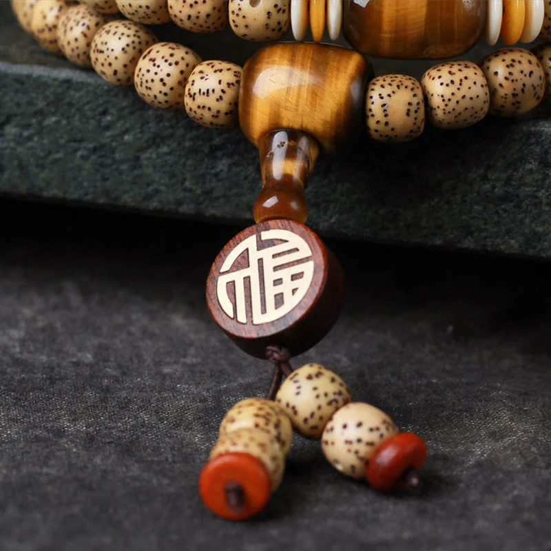 108 Beads Bodhi Seed Tiger Eye Bracelet for Spiritual Peace - Image 8
