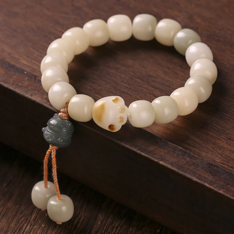 Bodhi Seed Lucky Cat Peace Bracelet for Spiritual Harmony