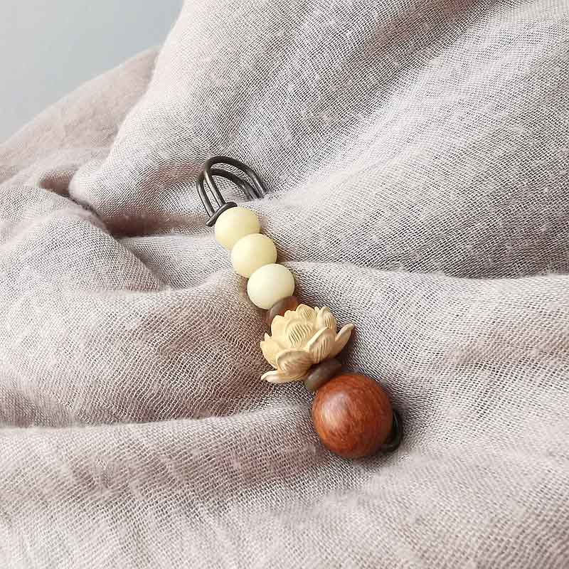 Boxwood Lotus Bodhi Seed Bead Brooch for Spiritual Peace - Image 5
