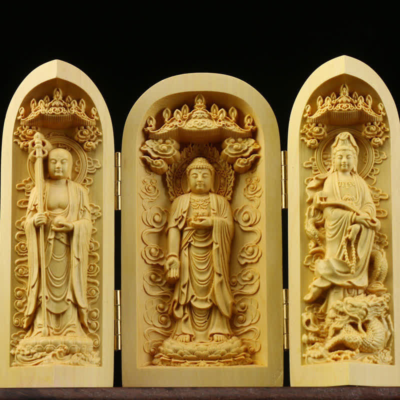 Hand-carved Boxwood Serenity Altar | Portable Prayer Altar Item - Image 11