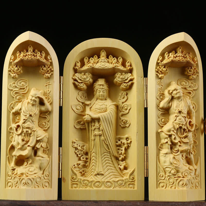 Hand-carved Boxwood Serenity Altar | Portable Prayer Altar Item - Image 8