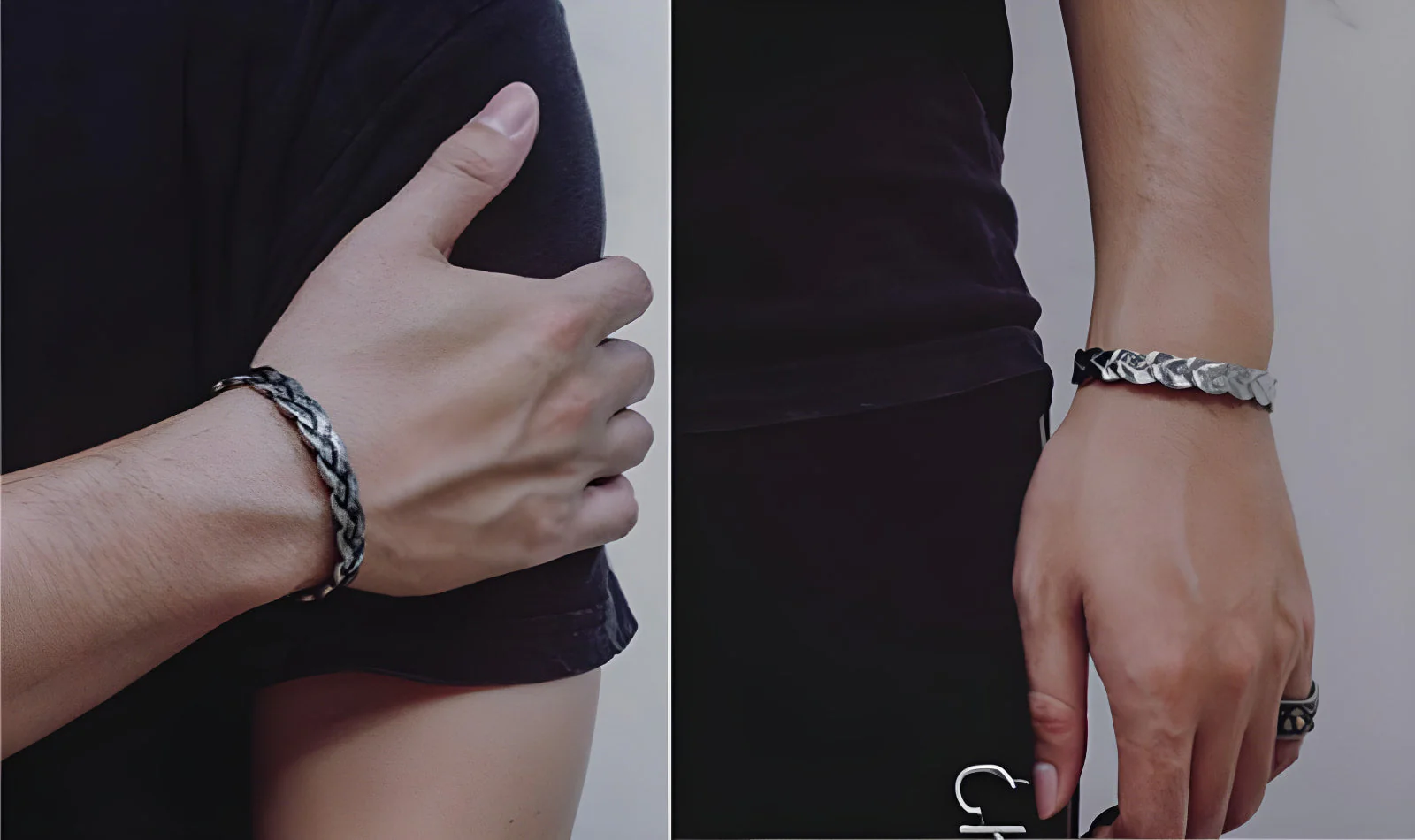Braided Leather Bracelet with Tiger Eye Charm - Image 3