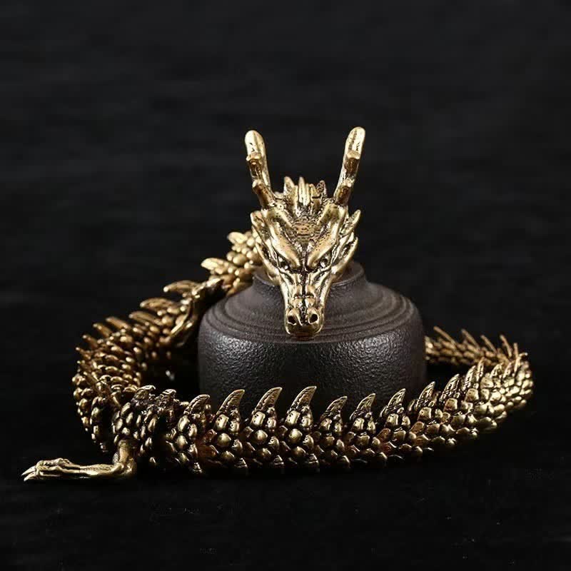 Brass Copper Dragon Statue, Symbol of Luck & Protection - Image 2