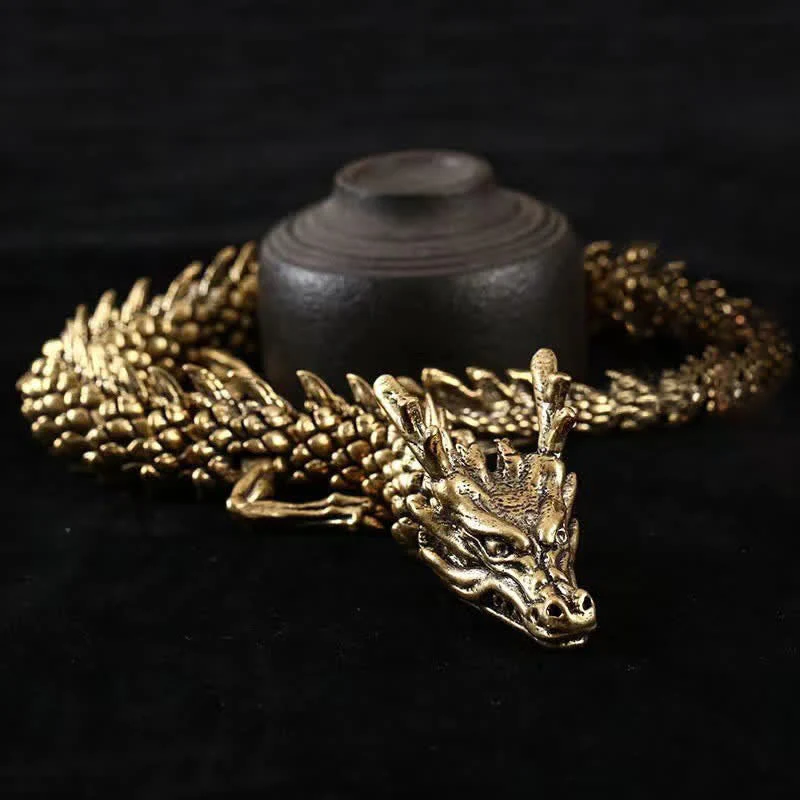 Brass Copper Dragon Statue, Symbol of Luck & Protection - Image 3