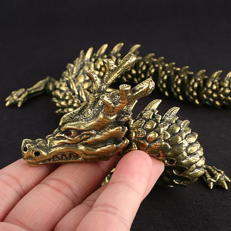 Brass Copper Dragon Statue, Symbol of Luck & Protection - Image 4
