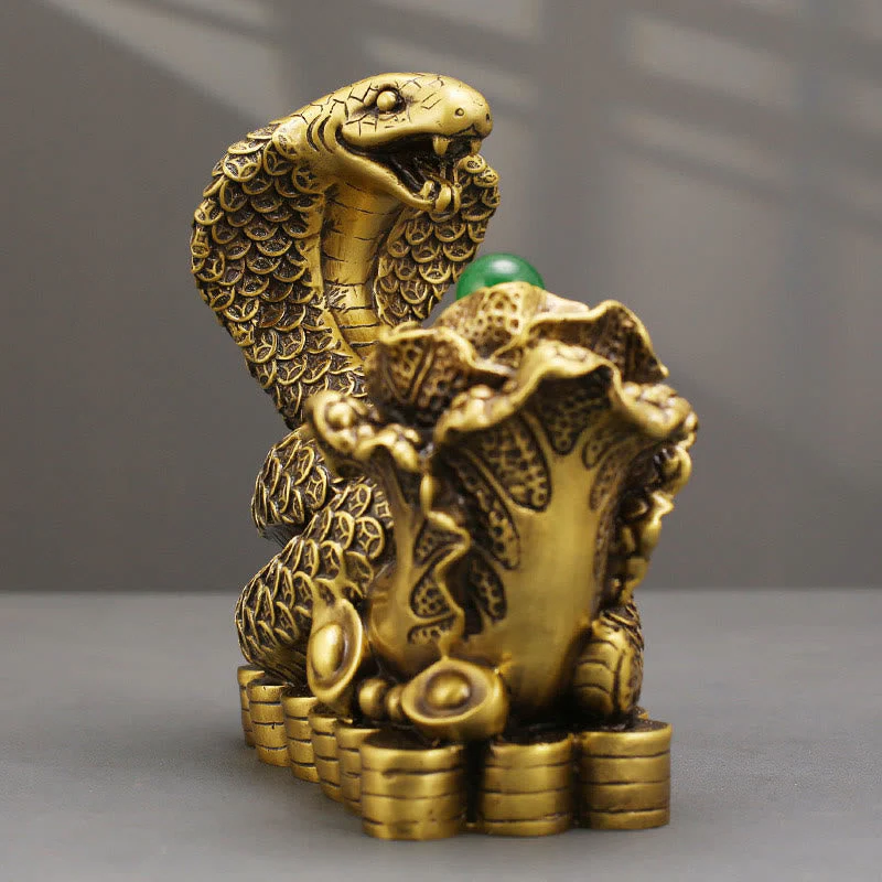 Brass Snake Figurine 19cm Animal Totem for Spiritual Blessings - Image 2