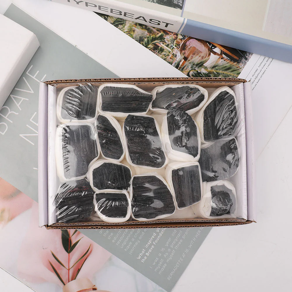 Brazil Acicular Black Tourmaline Raw Crystal Specimen Box - Image 4