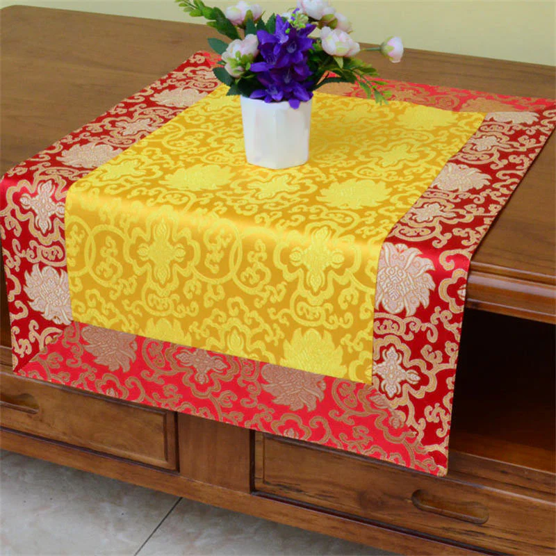 Brocade Prayer Altar Table Runner with Dragon & Vajra Symbols - Image 16