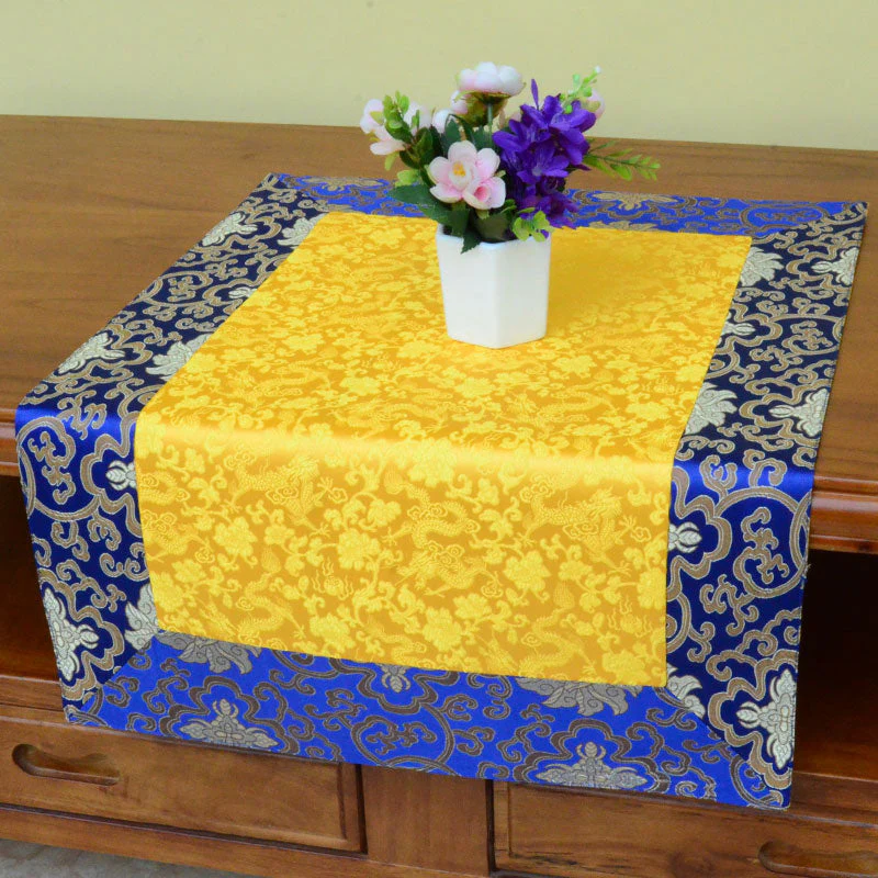 Brocade Prayer Altar Table Runner with Dragon & Vajra Symbols - Image 9