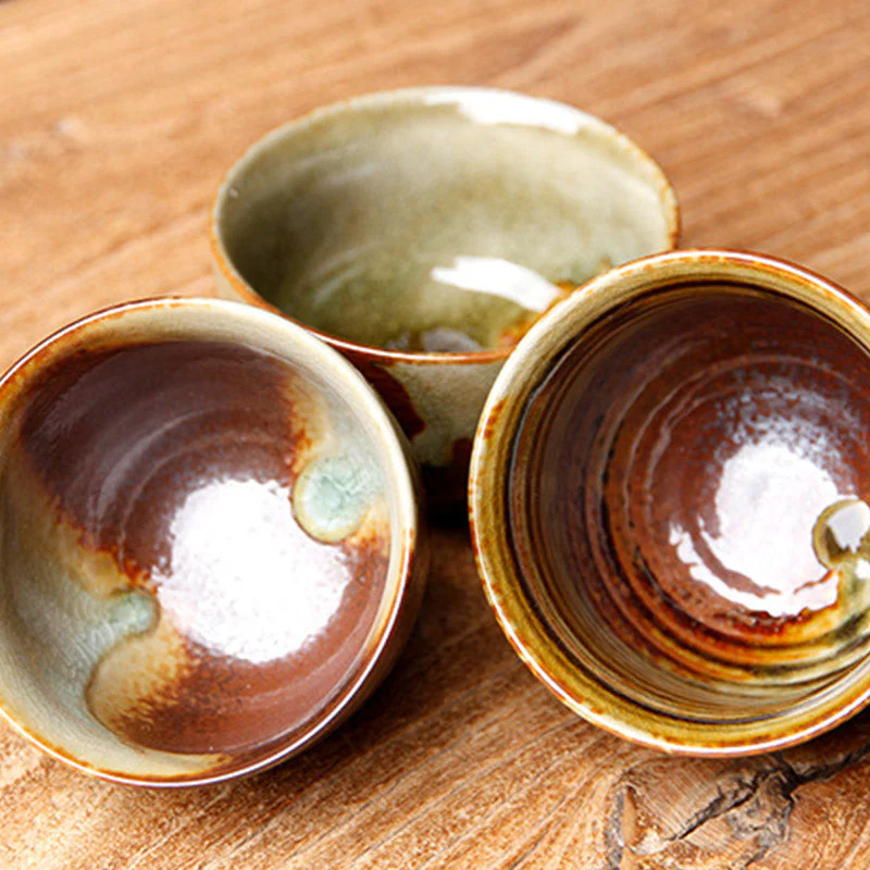 Vintage Brown Beige Kiln Change Ceramic Teacup for Meditation - Image 13