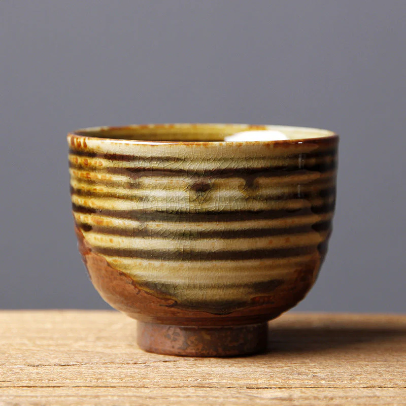 Vintage Brown Beige Kiln Change Ceramic Teacup for Meditation - Image 6
