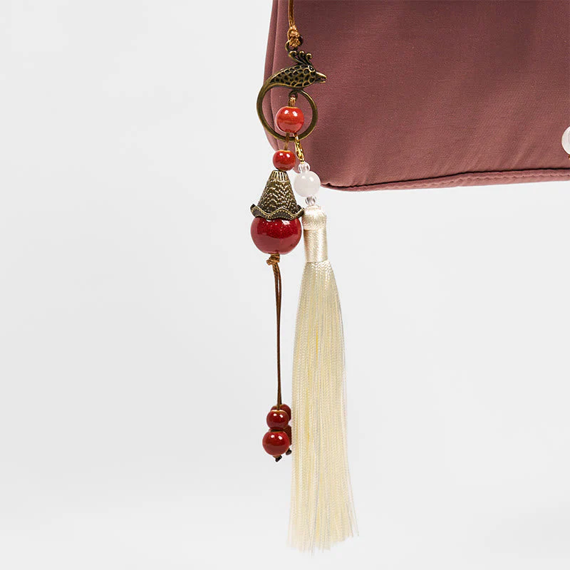 Brown Plum Blossom Cotton Linen Yoga Bag - Image 6