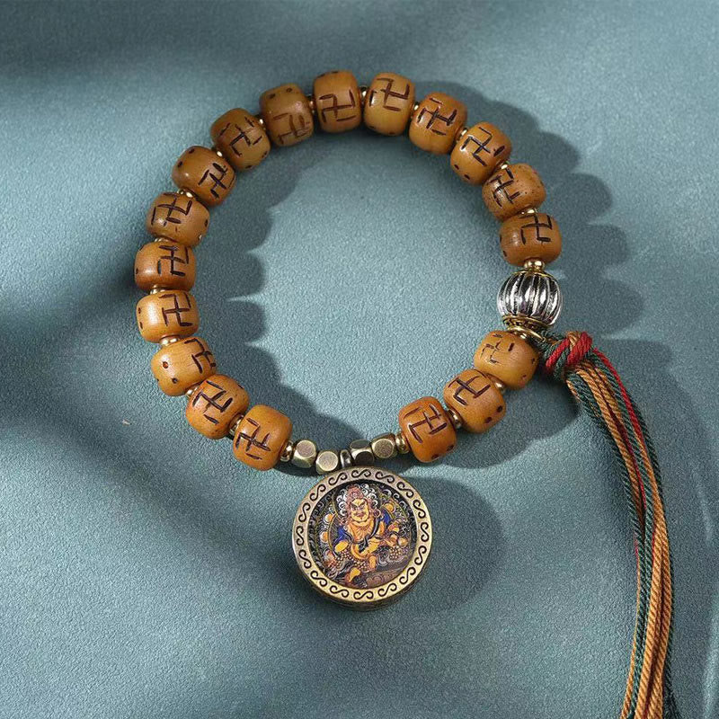 Camel Bone Swastika Dzi Buddha Bracelet for Luck & Protection - Image 7