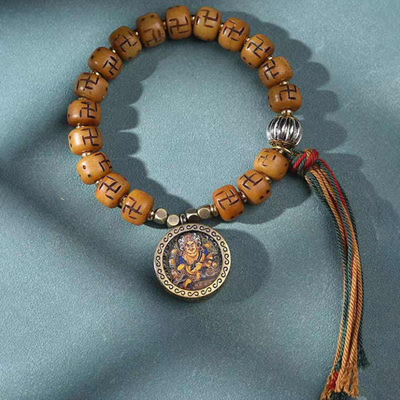 Camel Bone Swastika Dzi Buddha Bracelet for Luck & Protection - Image 8