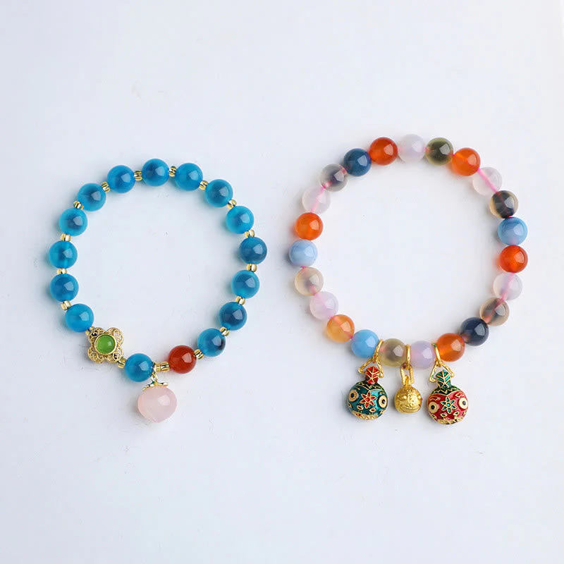 8mm Candy Agate Agate Bracelet with Gold Swallowing Beast Charms for Harmony - Image 6