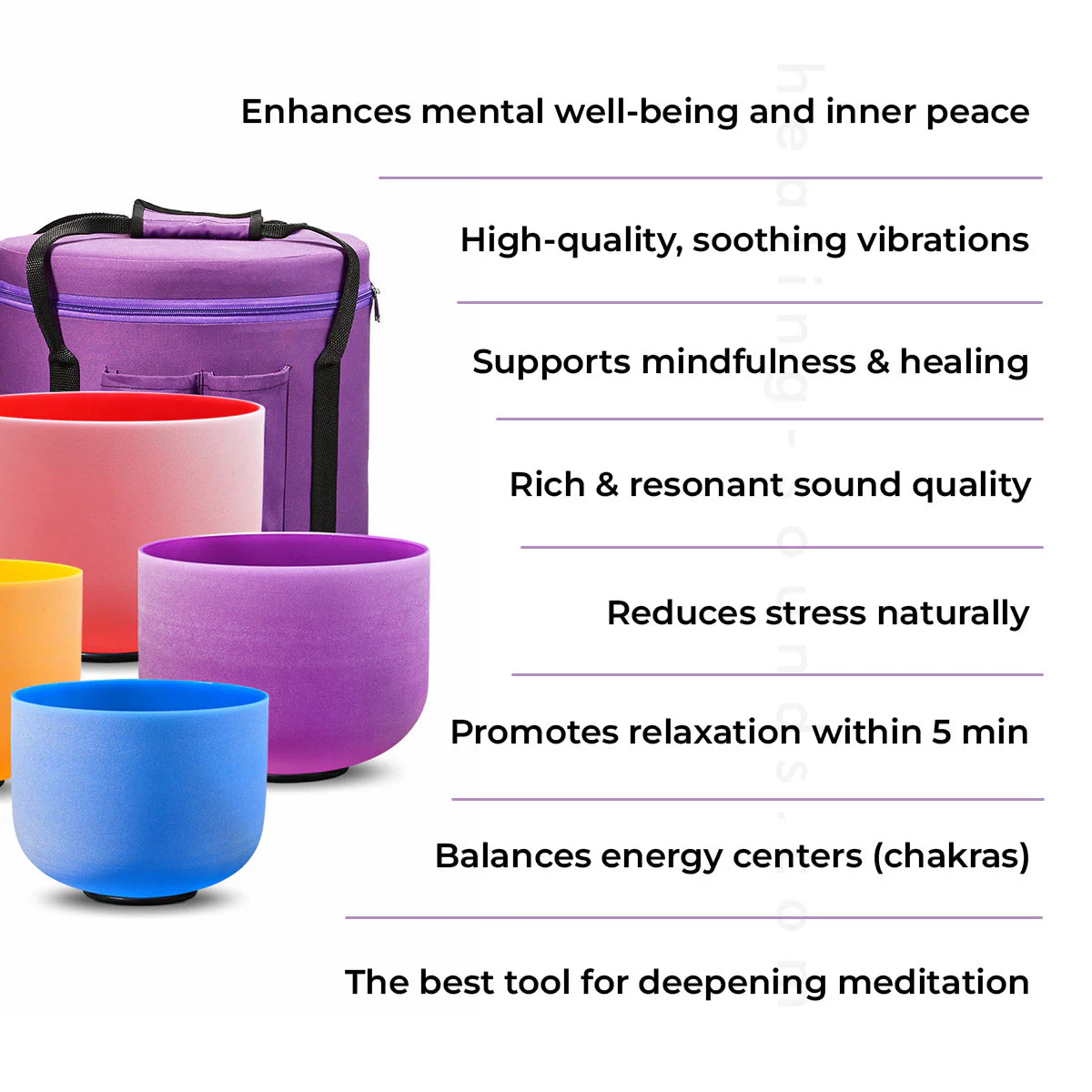 Candy Colored Frosted Quartz Crystal Singing Bowl Set - Image 9