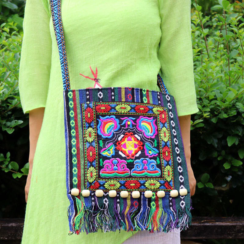 Canvas Camellia Crossbody Bag | Handmade Embroidered Shoulder Bag - Image 11