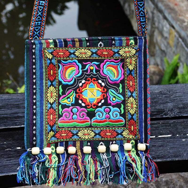 Canvas Camellia Crossbody Bag | Handmade Embroidered Shoulder Bag - Image 3