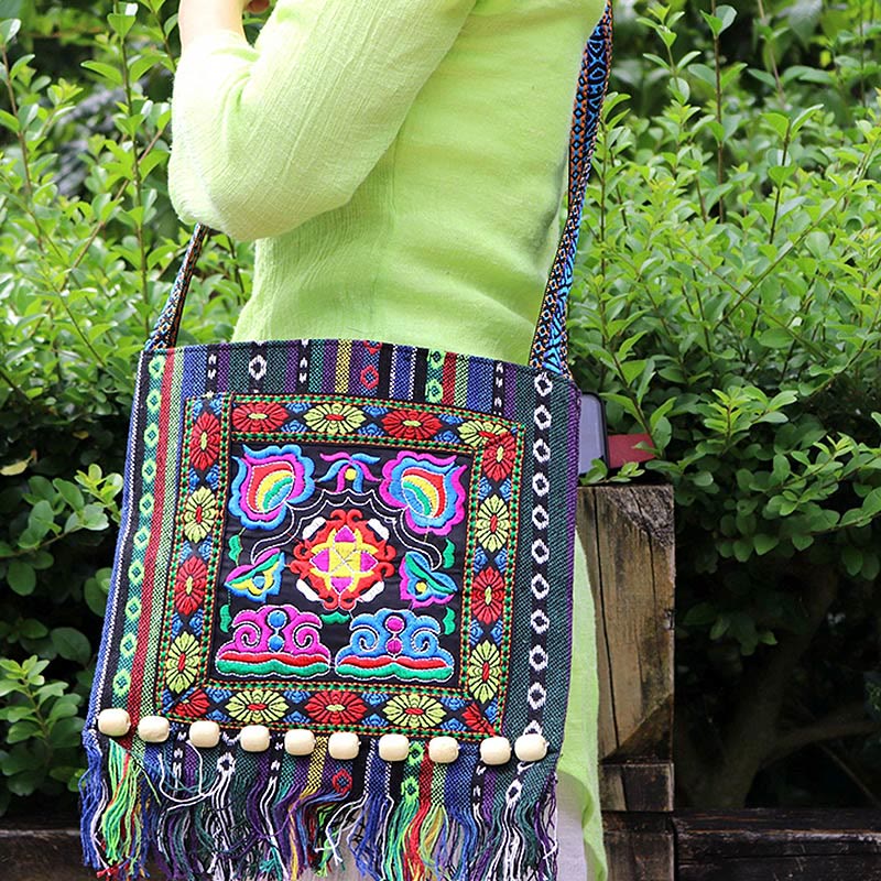 Canvas Camellia Crossbody Bag | Handmade Embroidered Shoulder Bag - Image 4